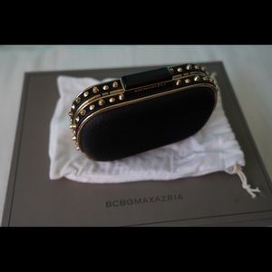 NWOT BCBGMaxAzria Alexa Black Embossed Clutch Bag